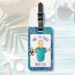 Funny Saying Mature Male Cartoon Vacation Luggage Tag