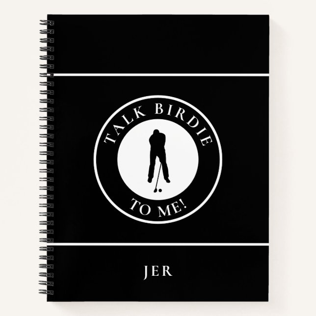 Funny Saying Monogram Golf Log Game Day Progress  Notebook (Front)