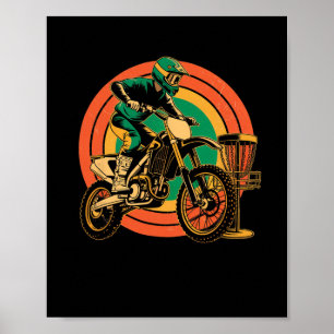 Funny Saying Motocross Meets Disc Golf Combo Win W Poster