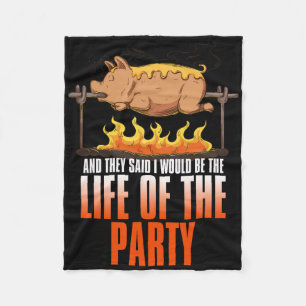 Funny Saying Roasted Pig Rotisserie Pork Lover Foo Fleece Blanket