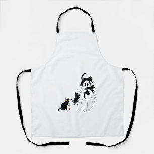 Funny Saying Spooky Season Halloween Cat Ghost Wom Apron