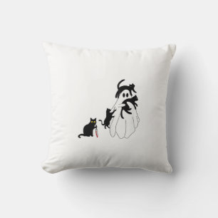 Funny Saying Spooky Season Halloween Cat Ghost Wom Cushion