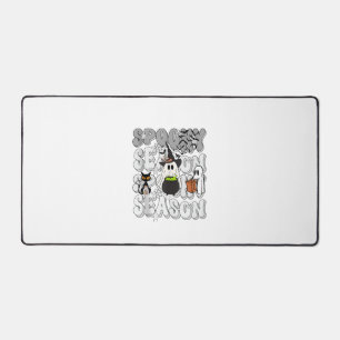 Funny Saying Spooky Season Halloween Cat Ghost Wom Desk Mat