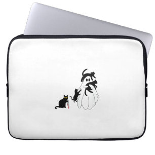 Funny Saying Spooky Season Halloween Cat Ghost Wom Laptop Sleeve
