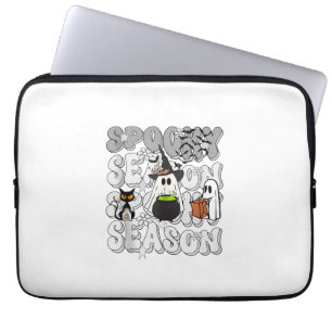 Funny Saying Spooky Season Halloween Cat Ghost Wom Laptop Sleeve