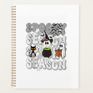 Funny Saying Spooky Season Halloween Cat Ghost Wom Planner