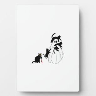 Funny Saying Spooky Season Halloween Cat Ghost Wom Plaque
