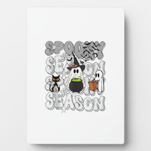Funny Saying Spooky Season Halloween Cat Ghost Wom Plaque