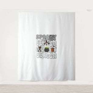 Funny Saying Spooky Season Halloween Cat Ghost Wom Tapestry