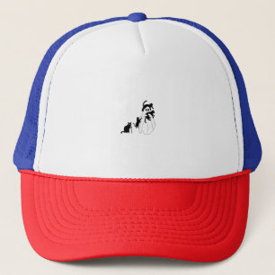 Funny Saying Spooky Season Halloween Cat Ghost Wom Trucker Hat