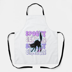 Funny Saying Spooky Season Halloween Cat Lover Wom Apron