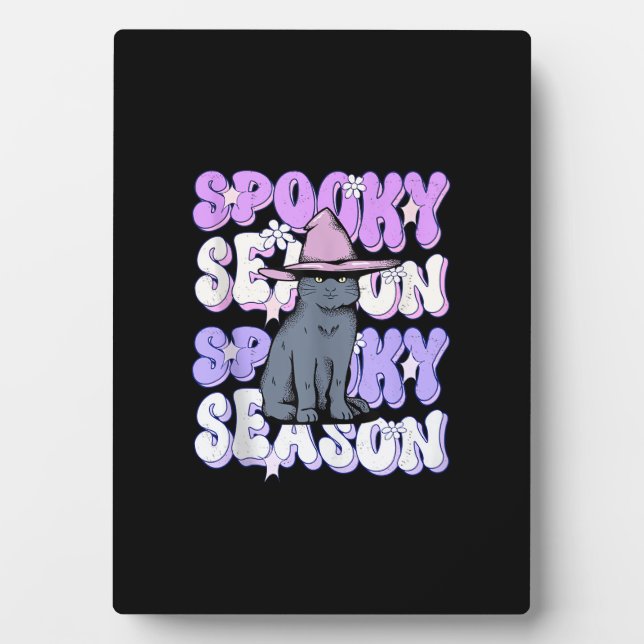 Funny Saying Spooky Season Halloween Cat Lover Wom Plaque (Front)