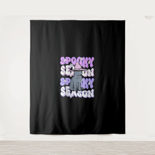 Funny Saying Spooky Season Halloween Cat Lover Wom Tapestry