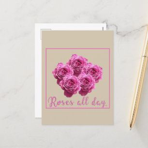 Funny sayings about roses and love holiday postcard