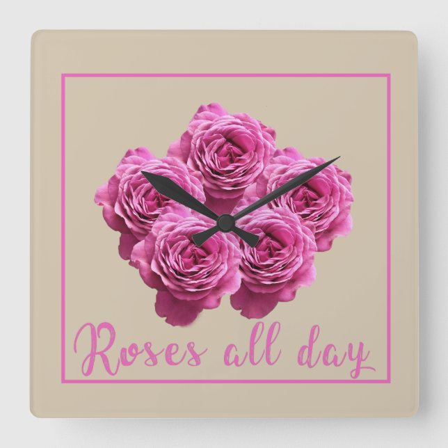 Funny sayings about roses and love square wall clock (Front)