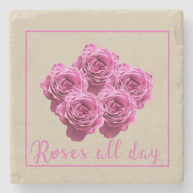 Funny sayings about roses stone coaster (Front)