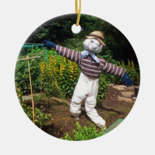 Funny scarecrow ceramic ornament