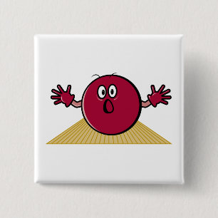 funny scared bowling ball going down alley cartoon 15 cm square badge