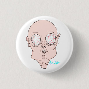 Funny scared cartoon face 3 cm round badge