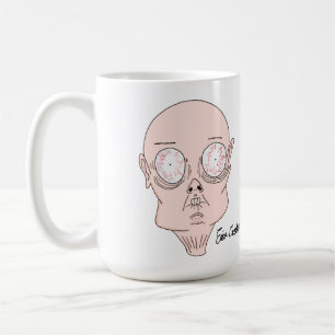 Funny scared cartoon face coffee mug