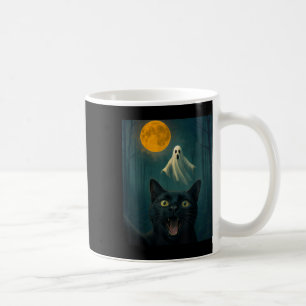 Funny Scared Cat Selfie With Ghost Halloween Day W Coffee Mug