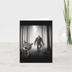Funny Scared Cat Selfie With Sasquatch Bigfoot Lov Card