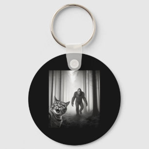 Funny Scared Cat Selfie With Sasquatch Bigfoot Lov Key Ring