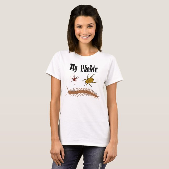Funny Scared of Bugs Insect Phobia T-Shirt (Front Full)