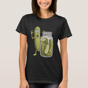 Funny Scared Pickle Cartoon Surprised Pickle Cucum T-Shirt