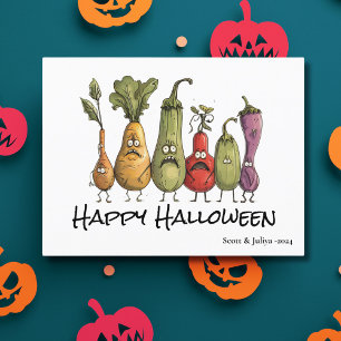 Funny scared veggie Halloween Postcard