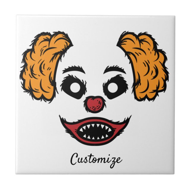 Funny Scary Clown Thunder_Cove Ceramic Tile (Front)