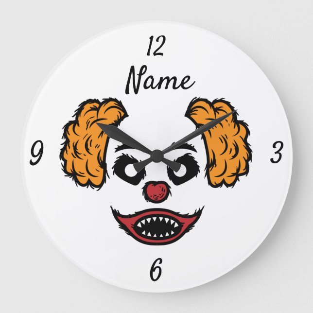 Funny Scary Clown Thunder_Cove Large Clock (Front)