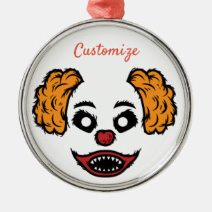 Funny Scary Clown Thunder_Cove  Metal Ornament