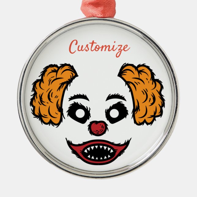 Funny Scary Clown Thunder_Cove  Metal Ornament (Front)