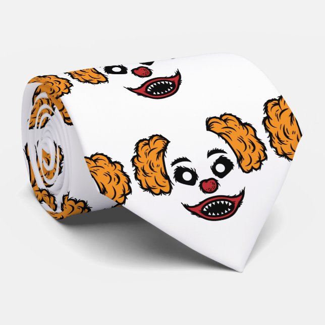 Funny Scary Clown Thunder_Cove  Tie (Rolled)