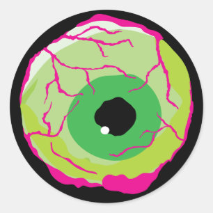 Funny Scary Cute Spooky Funky Zombie Eyeball Classic Round Sticker
