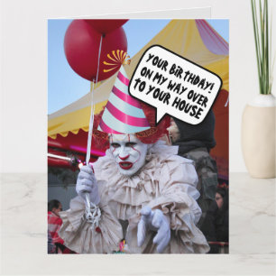FUNNY SCARY EVIL CLOWN BIRTHDAY CARDS