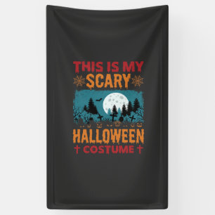 Funny Scary Halloween Costume Graveyard Moon Graph Banner