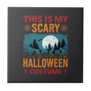 Funny Scary Halloween Costume Graveyard Moon Graph Ceramic Tile