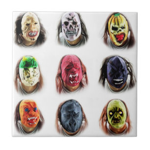 Funny Scary Masks Ceramic Tile