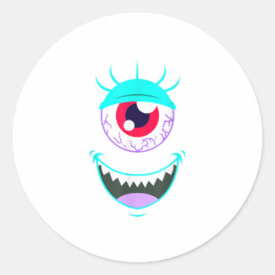 Funny Scary Monster Eyeball Face Halloween Classic Round Sticker