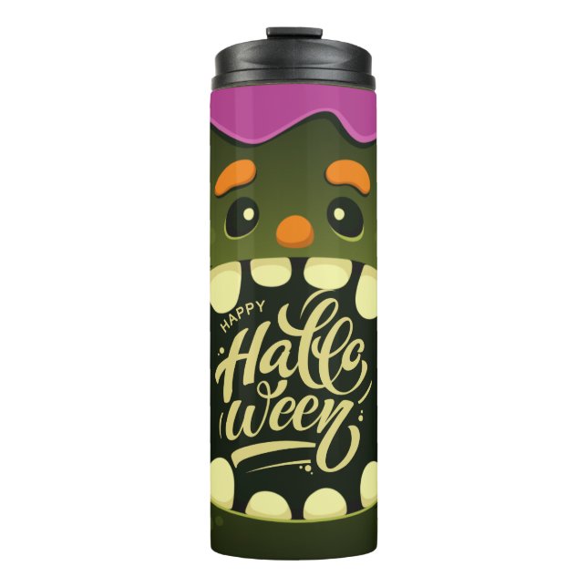 Funny Scary Monster Happy Halloween Thermal Tumbler (Front)