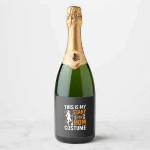 Funny Scary Mum Costume Halloween Witch Sparkling Wine Label