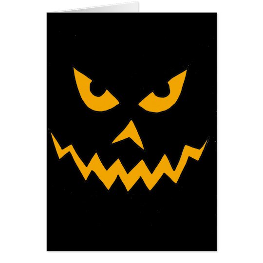 Funny Scary Pumpkin Face Cartoon for Halloween Card