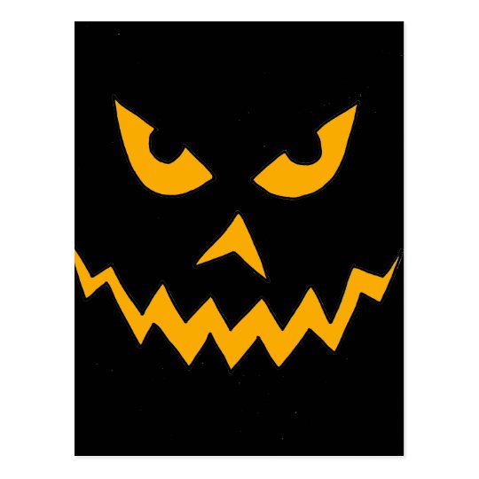 Funny Scary Pumpkin Face Cartoon for Halloween Postcard