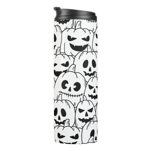 Funny Scary Pumpkin Faces Sketch Thermal Tumbler (Rotated Right)