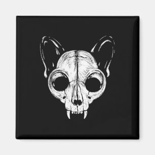 Funny Scary Spooky Cat Feline Skull Skeleton Hallo Magnet