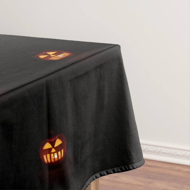 Funny Scary Spooky Halloween Pumpkins Pattern Tablecloth (In Situ)