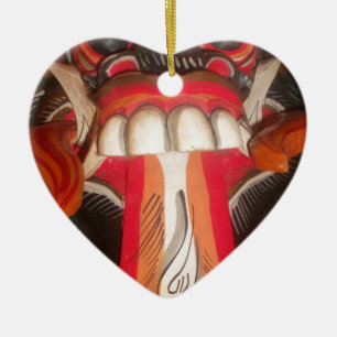 Funny Scary Weird Tongue Halloween Mask Ceramic Ornament