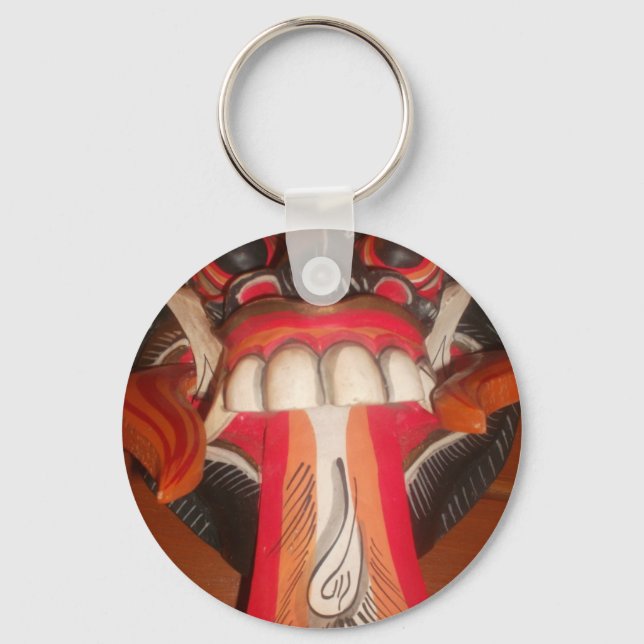 Funny Scary Weird Tongue Halloween Mask Key Ring (Front)